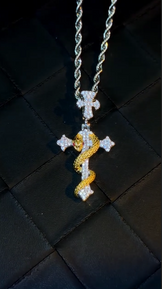 Iced Out Snake Cross Pendant