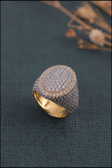 Iced Out Round Diamond Ring for Him