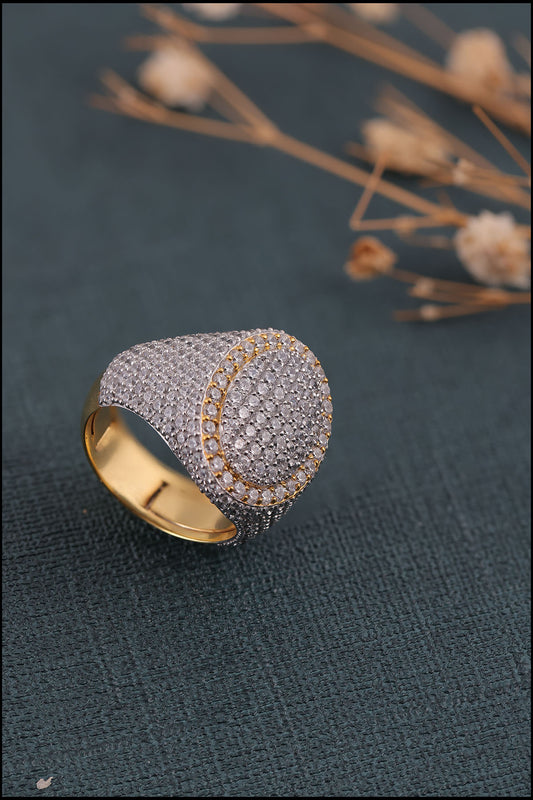 Iced Out Round Diamond Ring for Him