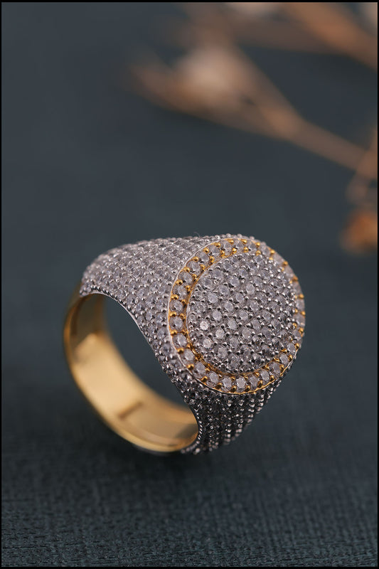 Iced Out Round Diamond Ring for Him