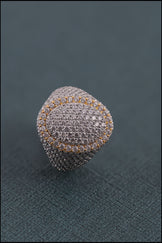 Iced Out Round Diamond Ring for Him