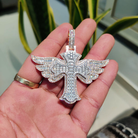 Iced Out Cross Moissanite Pendant