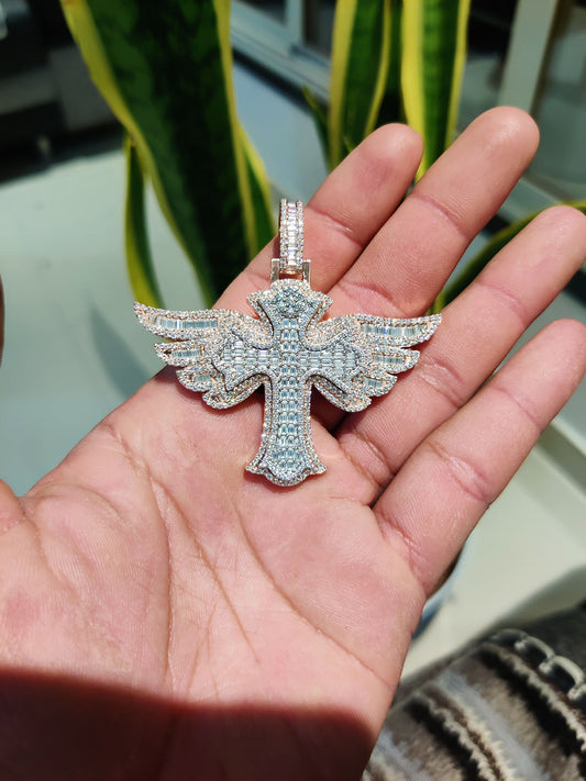 Iced Out Cross Moissanite Pendant