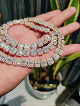 10MM Baguette & Round Tennis Chain Necklace