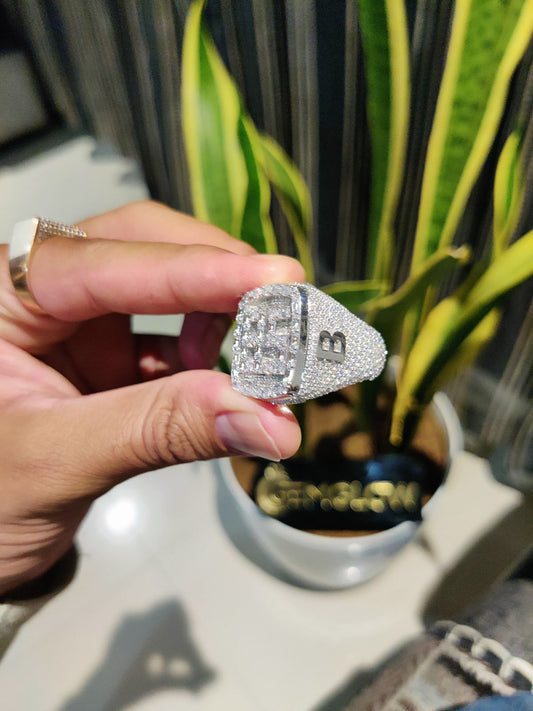 Baguette Moissanite Diamond Letter Ring