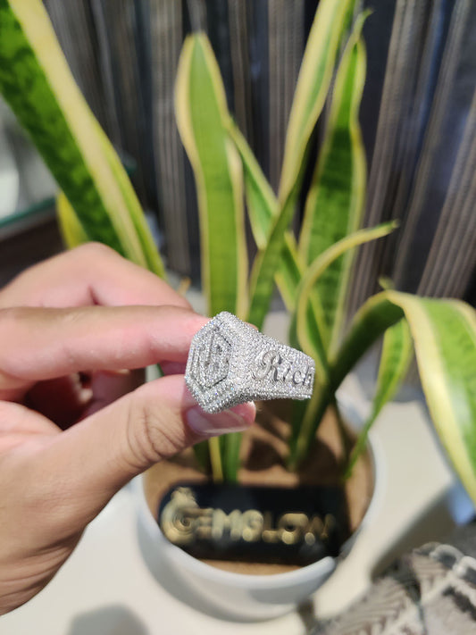Iced Out Initial Letter Ring