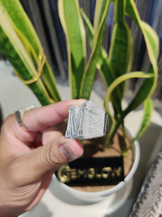 Iced out Custom Moissanite Letter Ring