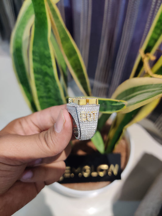 Fully Iced Initial Ring for Men