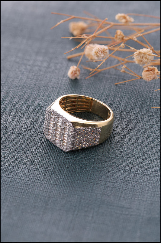 Baguette and Round Cut Hip Hop Ring