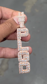 Iced out Vertical Letter Pendant