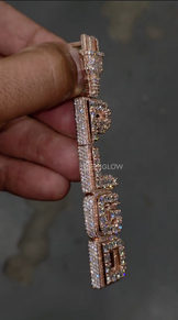 Iced out Vertical Letter Pendant