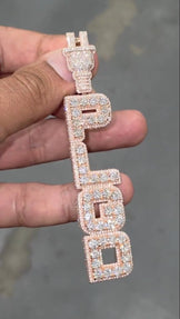 Iced out Vertical Letter Pendant