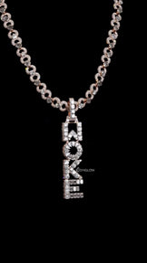 Iced Out Vertical Initial Letter Pendant