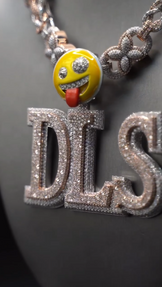 Custom Three Letter Pendant Iced Out Flower Link Chain