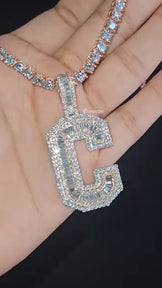 Iced Out Custom Initial Pendant Necklace