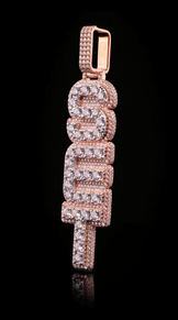Iced Out Vertical Initial Letter Pendant