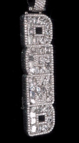 Iced Out Vertical Letter Hip Hop Pendant