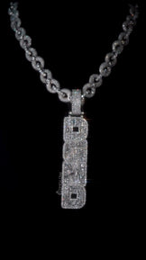 Iced Out Vertical Letter Hip Hop Pendant