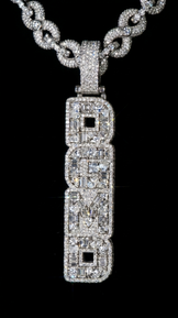 Iced Out Vertical Letter Hip Hop Pendant