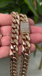 14MM Cuban Link Chain Rose Gold Plated