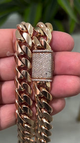 14MM Cuban Link Chain Rose Gold Plated