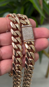 14MM Cuban Link Chain Rose Gold Plated