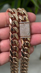 14MM Cuban Link Chain Rose Gold Plated