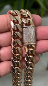 14MM Cuban Link Chain Rose Gold Plated