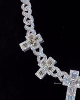 Moissanite Infinity Cross Cuban Chain Necklace
