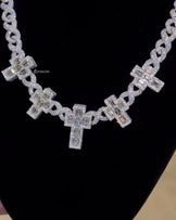 Moissanite Infinity Cross Cuban Chain Necklace