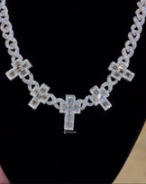 Moissanite Infinity Cross Cuban Chain Necklace