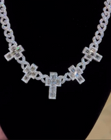 Moissanite Infinity Cross Cuban Chain Necklace