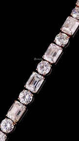 Round And Emerald Cut Moissanite Tennis Chain