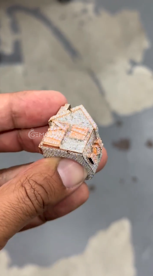 Round & Baguette Moissanite Hip Hop Ring