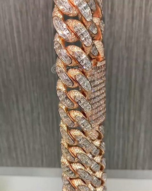 Baguette & Round Cuban Link Chain