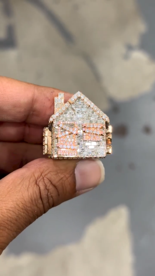 Round & Baguette Moissanite Hip Hop Ring