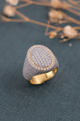 Iced Out Round Diamond Ring for Him