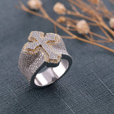 Bold Iced Out Jesus Cross Ring