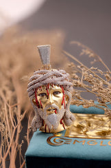 Icy Moissanite Bail Jesus Face Pendant for Men