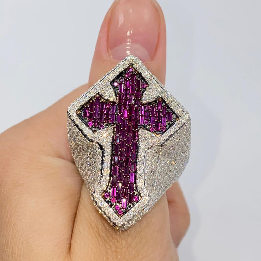 Iced Out Hip Hop Cross Ring