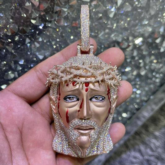 Iced Out Jesus Face Moissanite Diamond Pendant