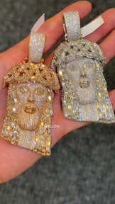 Round/baguette Cut Jesus Pendant