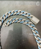 Iced 14mm Cuban Link Chain, Blue Accents