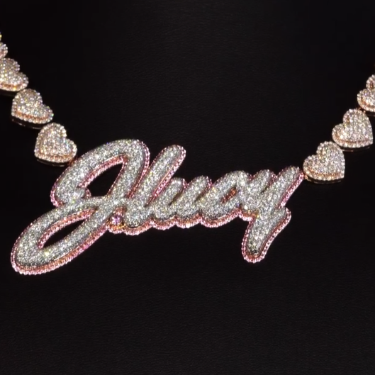 Custom Letter Pendant with Heart Chain Style