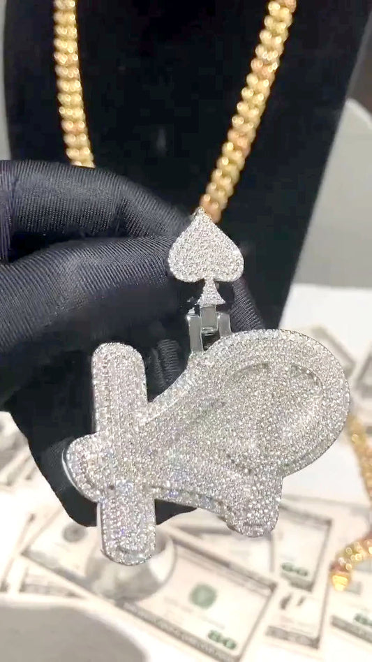 Chunky KD Letter Pendant in 925 Silver Shine