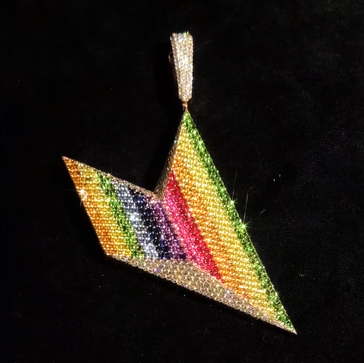 Fully Iced Out Pendant with Colorful Diamonds