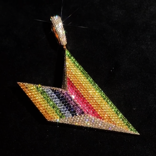 Fully Iced Out Pendant with Colorful Diamonds