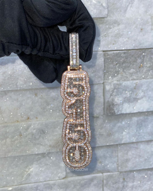 Custom Emerald Letters Number 5150 Pendant