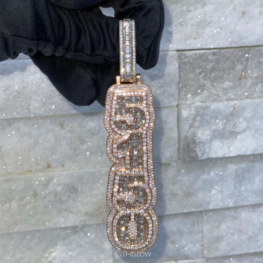 Custom Emerald Letters Number 5150 Pendant