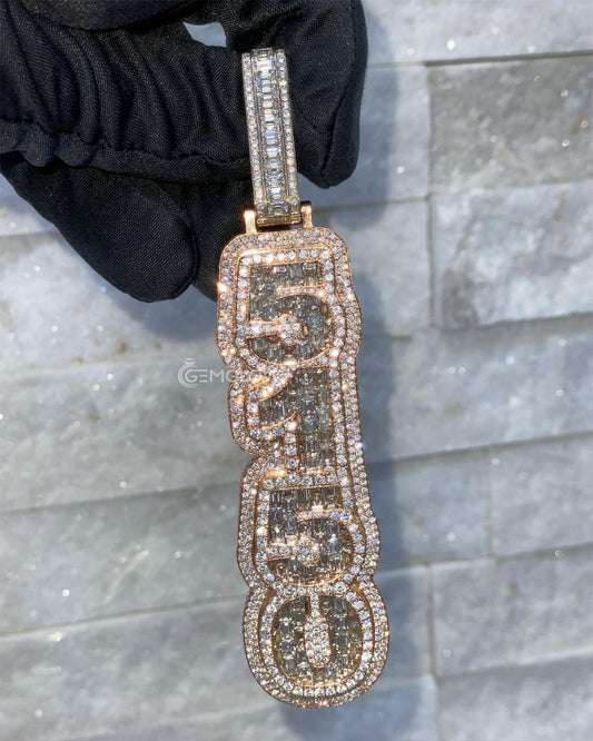 Custom Emerald Letters Number 5150 Pendant